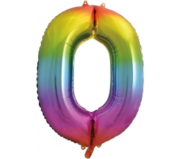 Fooliumist õhupall "0", vikerkaarevärvi, pastelne (86 cm)