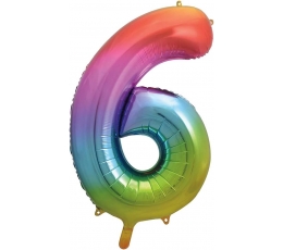 Fooliumist õhupall number "6", mitmevärviline pastelne (86 cm)