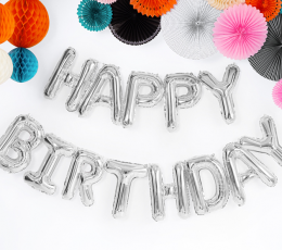 Fooliumist õhupallide komplekt "Happy birthday", hõbedane (35 cm) 1