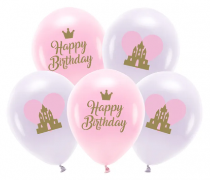  Õhupallikomplekt "Happy Birthday Princess" (5 tk./30 cm)