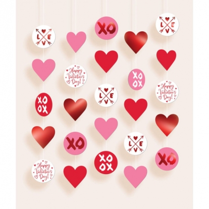 Riputatavad kaunistused " Valentine's XoXo" (5 tk.)