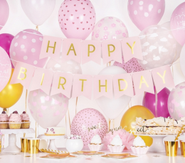 Vanik "Happy Birthday", roosa-kuldsega (1,75 m) 1